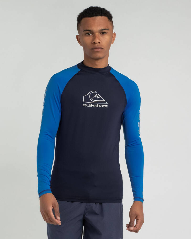 Shop Quiksilver On Tour Long Sleeve Rash Vest In Navy Blazer Fast
