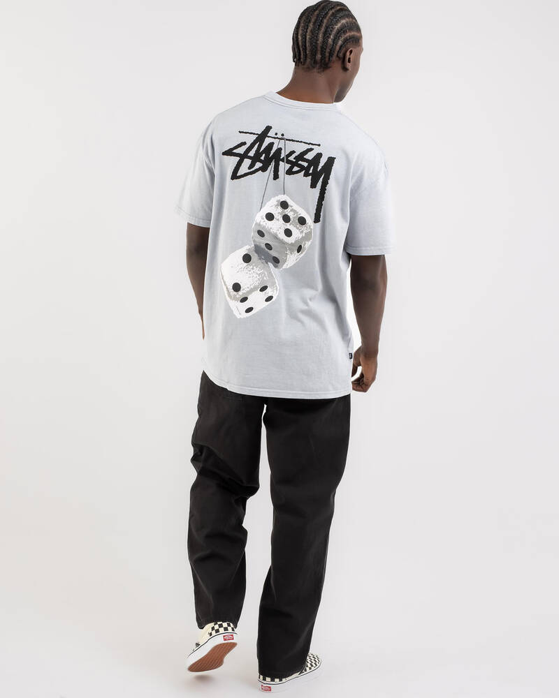 Shop Stussy Fluffy Dice TShirt In Pigment Silver Blue With Black/white