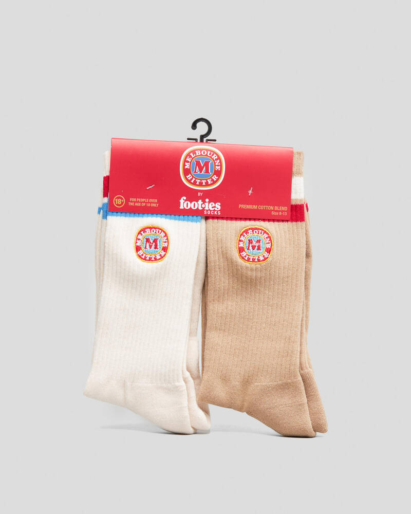 FOOT-IES Melb Bitter Logo Stripe Sneaker Socks 2 Pack for Mens