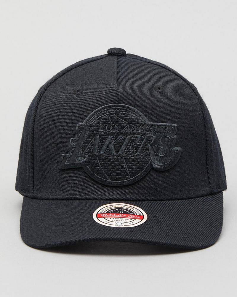 Mitchell & Ness Los Angeles Lakers Black & Black Team Logo Snapback Cap for Mens
