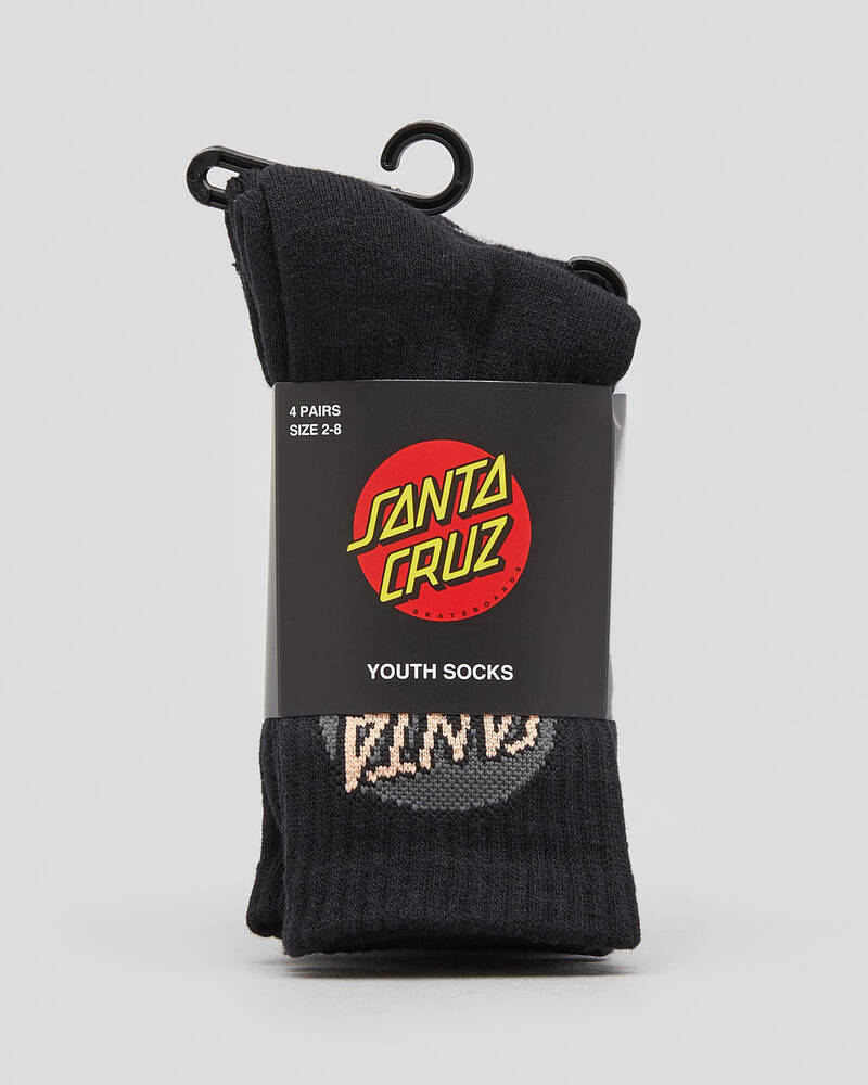 Santa Cruz Boys' Other Dot Crew Socks 4 Pack for Mens
