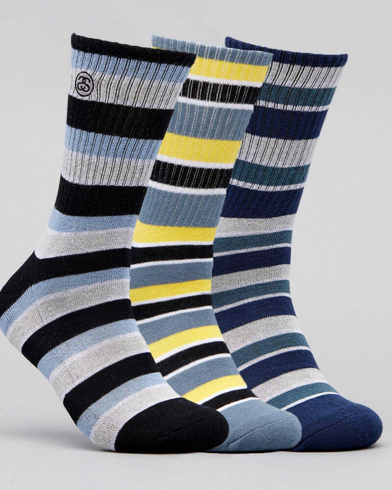 Stussy Lennox Strip Sock 3pk for Mens