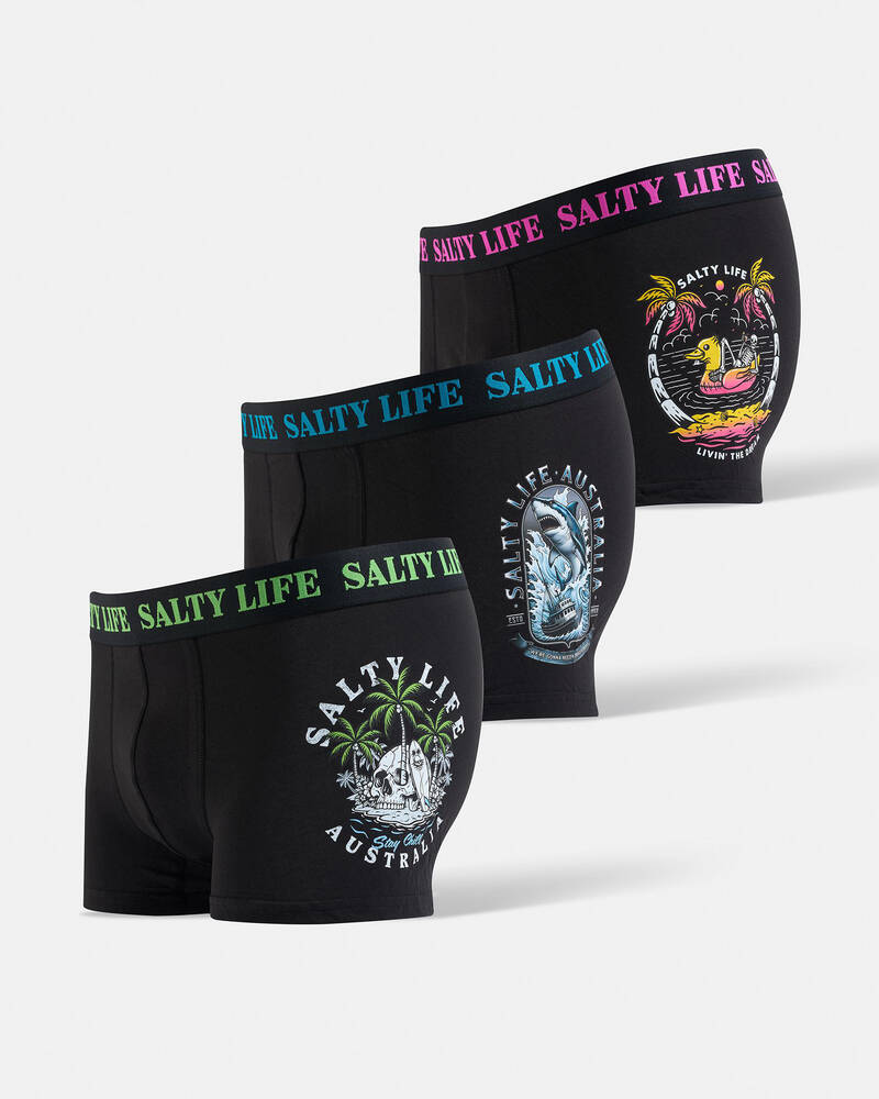 Salty Life Open Oceans Fitted Boxer Shorts 3 Pack for Mens