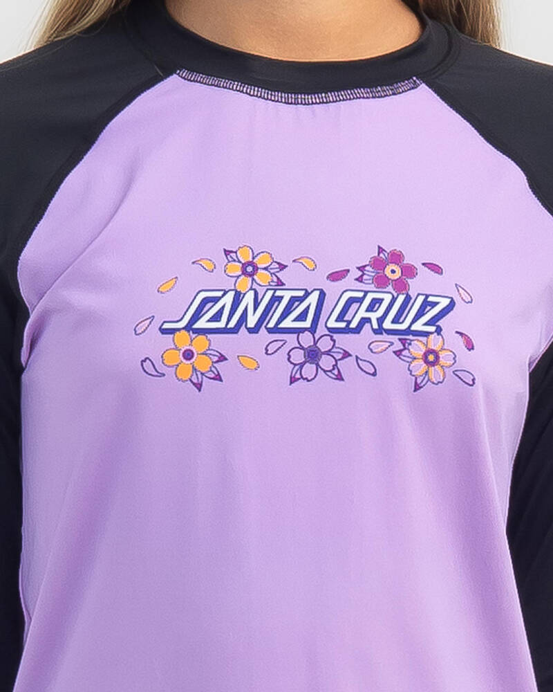 Santa Cruz Girls' Strip Bloom Long Sleeve Rash Vest for Womens