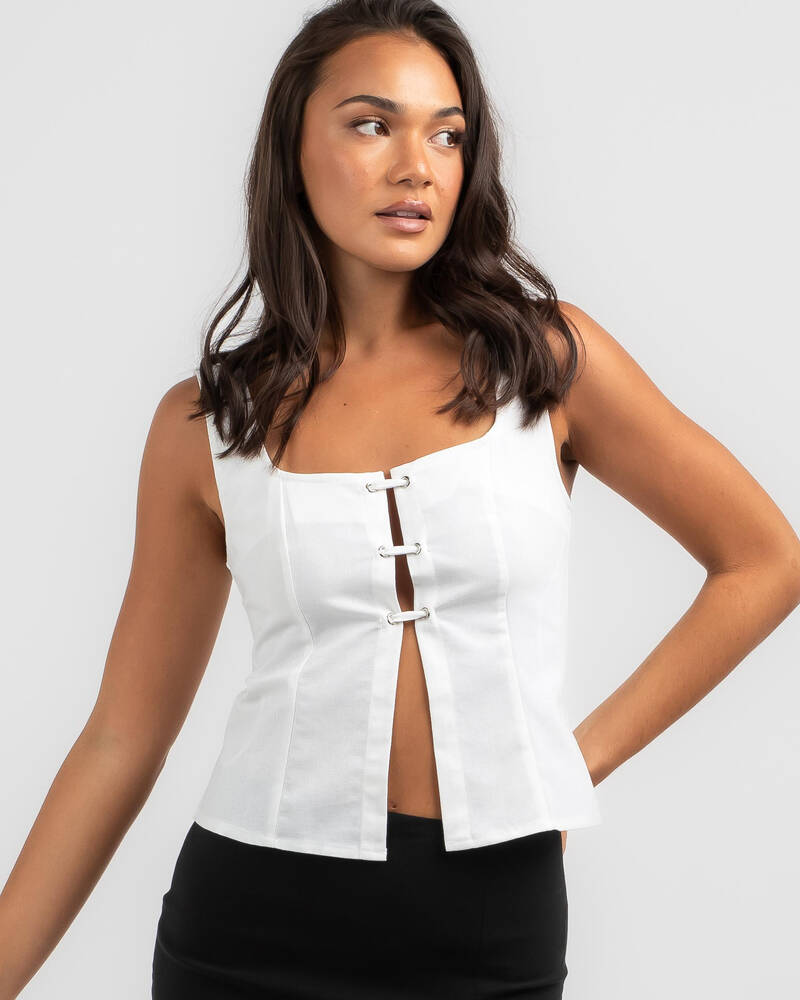 Into Fashions Ingrid Split Front Top for Womens