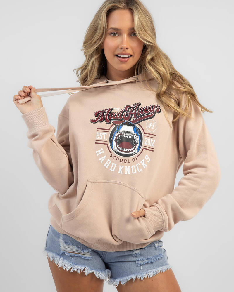 Shop The Mad Hueys School Of Hard Knocks Hoodie In Taupe - Fast ...