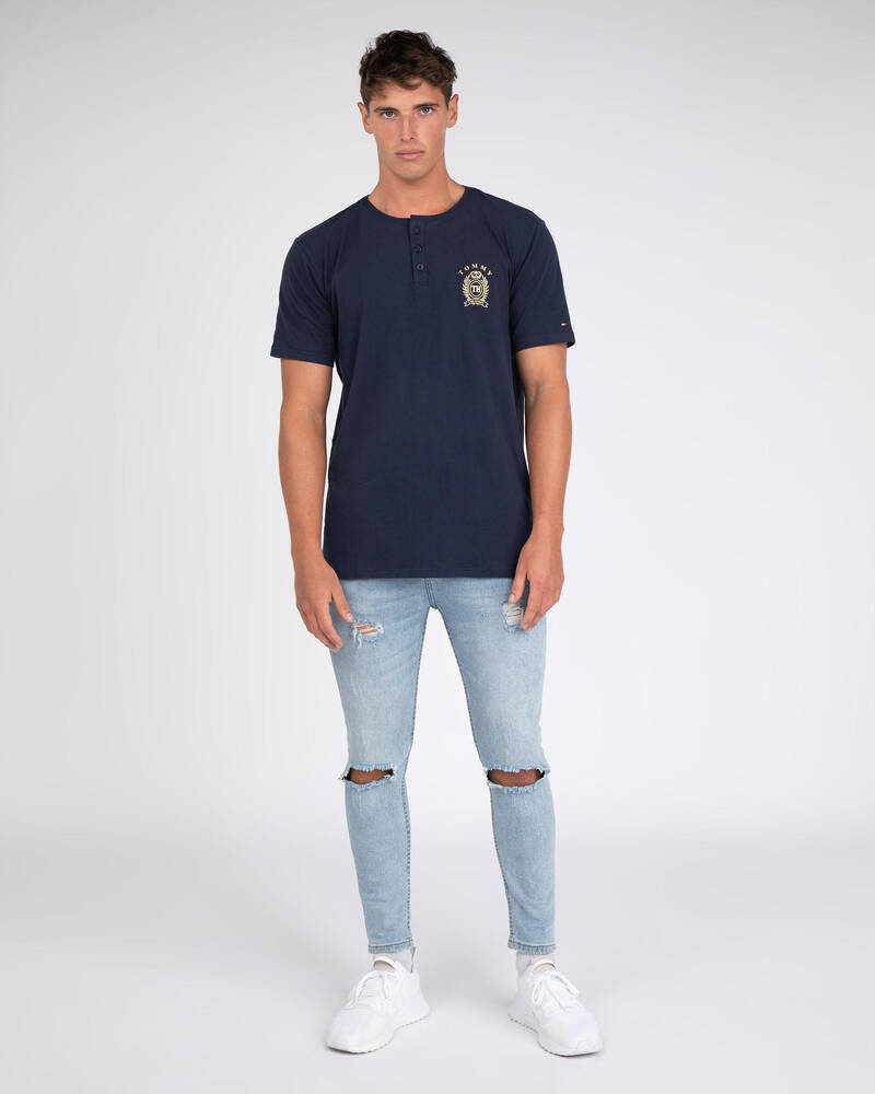 Tommy Hilfiger Henley Short Sleeve Crest T-Shirt for Mens