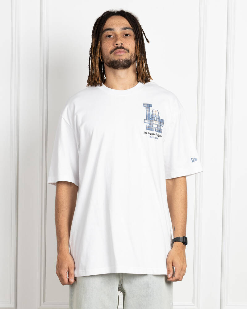 New Era LA Dodgers Denim & Plaid Oversized T-Shirt for Mens