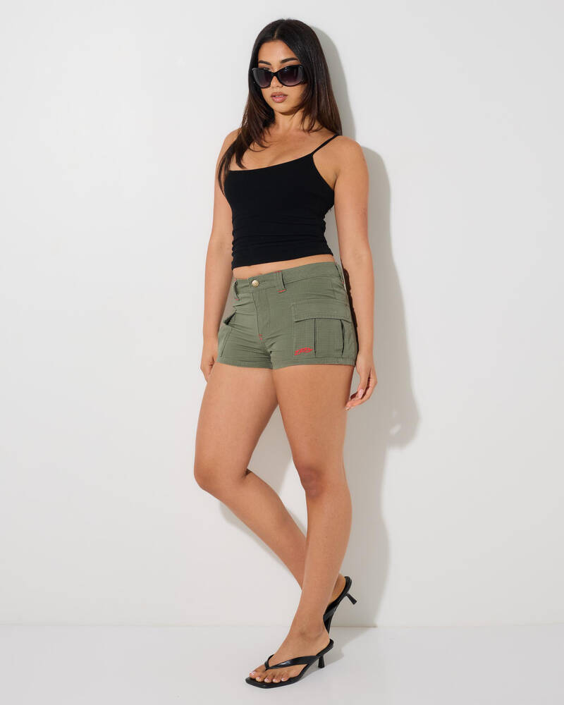 Rusty Tempo Low Rise Ripstop Cargo Shorts for Womens