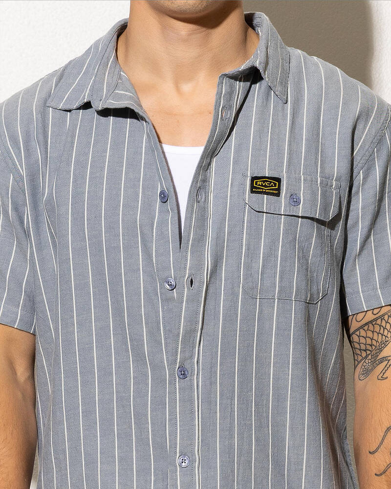 RVCA Dayshift Stripe II Short Sleeve Shirt for Mens