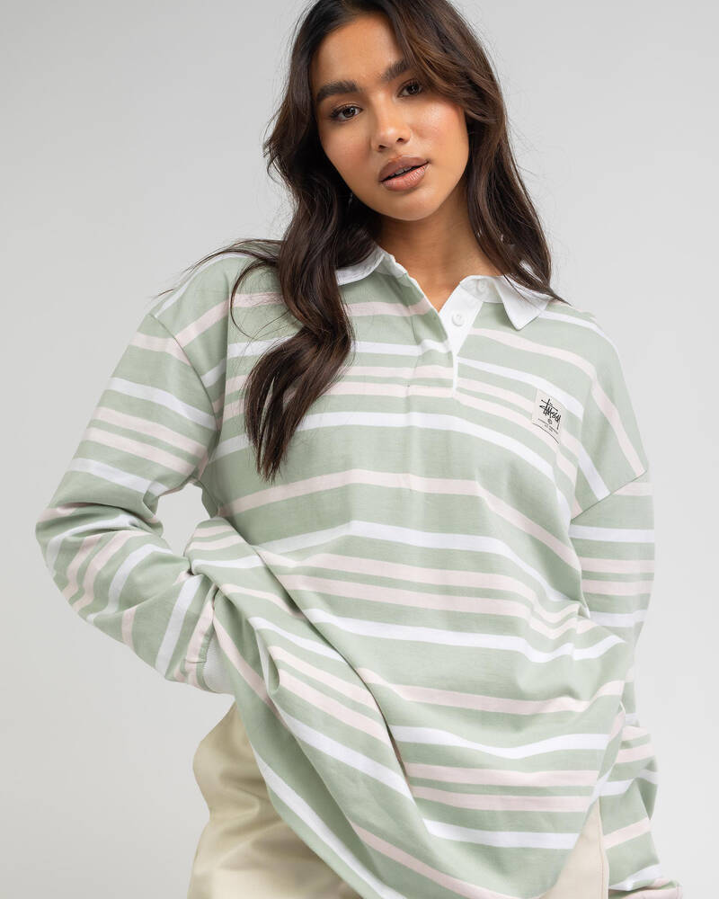 Stussy Hamilton Stripe Rugby Long Sleeve T-Shirt for Womens