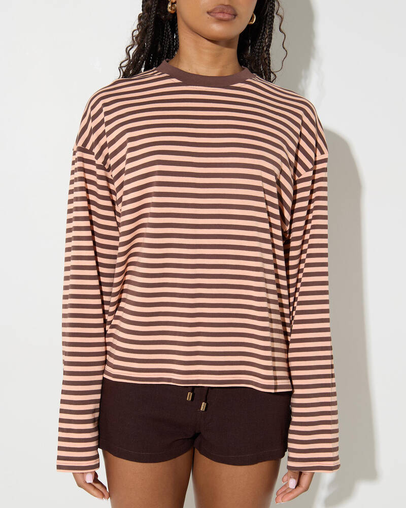 Mooloola Janet Striped Long Sleeve Top for Womens