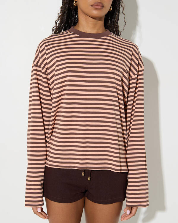 Mooloola Janet Striped Long Sleeve Top for Womens