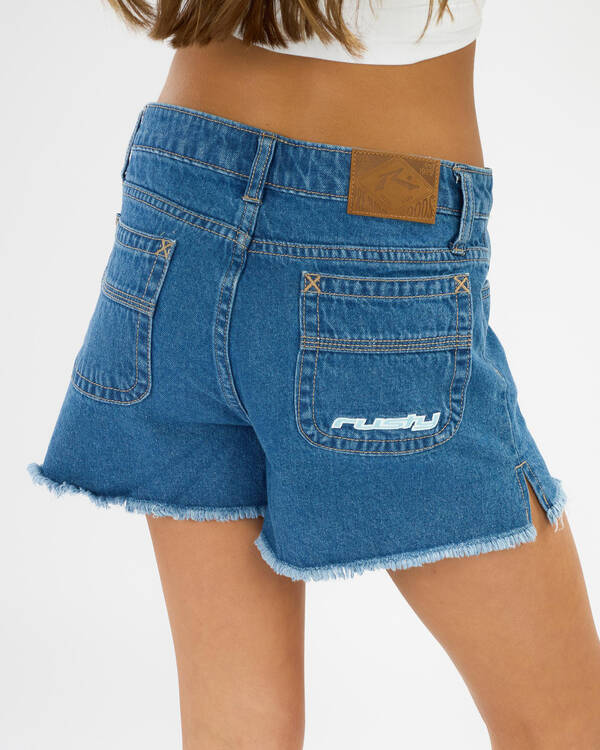 Rusty Girls' Penny Kick Flare Denim Shorts for Womens
