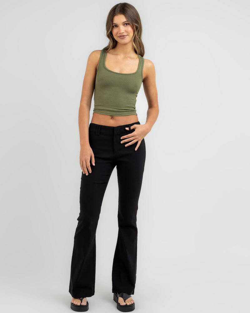 Mooloola Basic Scoop Neck Rib Tank Top for Womens