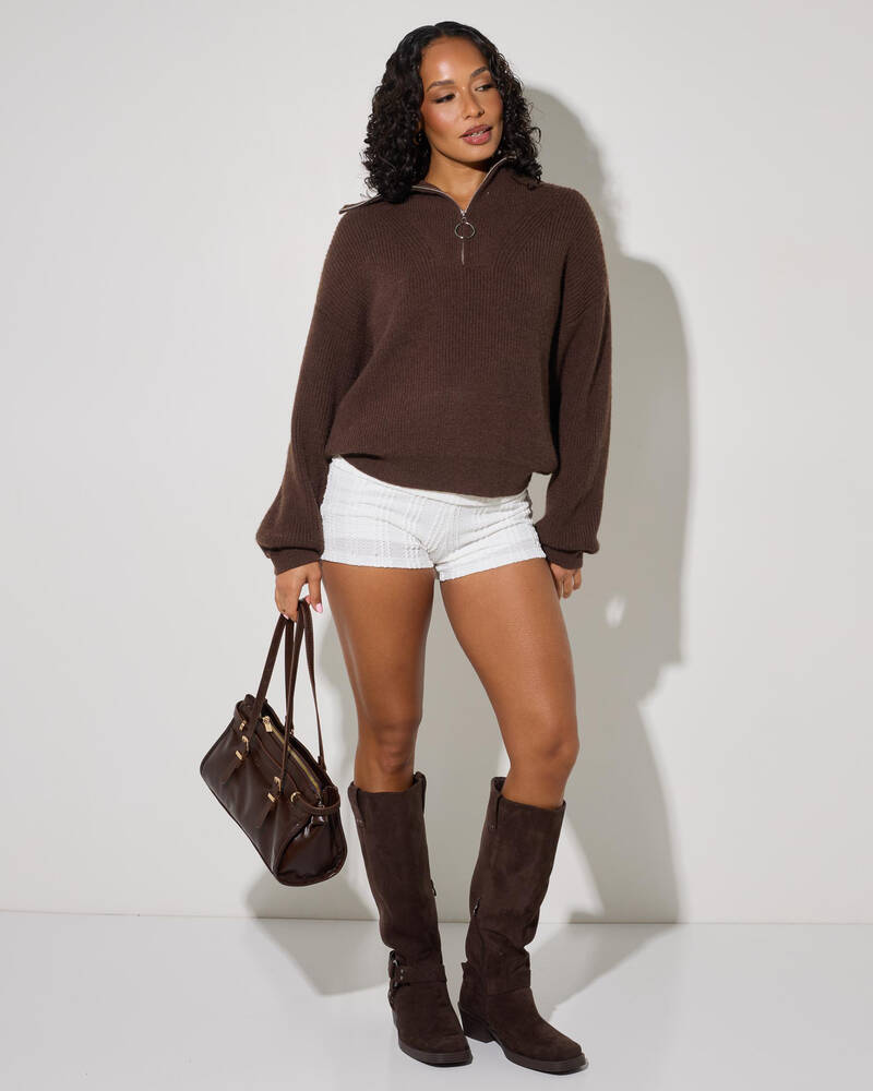 Mooloola Quarter Zip Knit Jumper for Womens