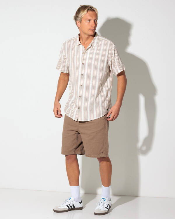 RVCA Beat Stripe Short Sleeve Shirt for Mens