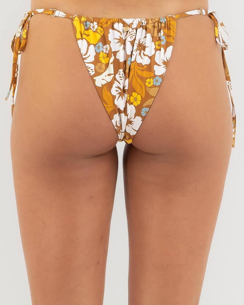 Rhythm Pacific Floral Gather Tie Side Itsy Bikini Bottom for Womens