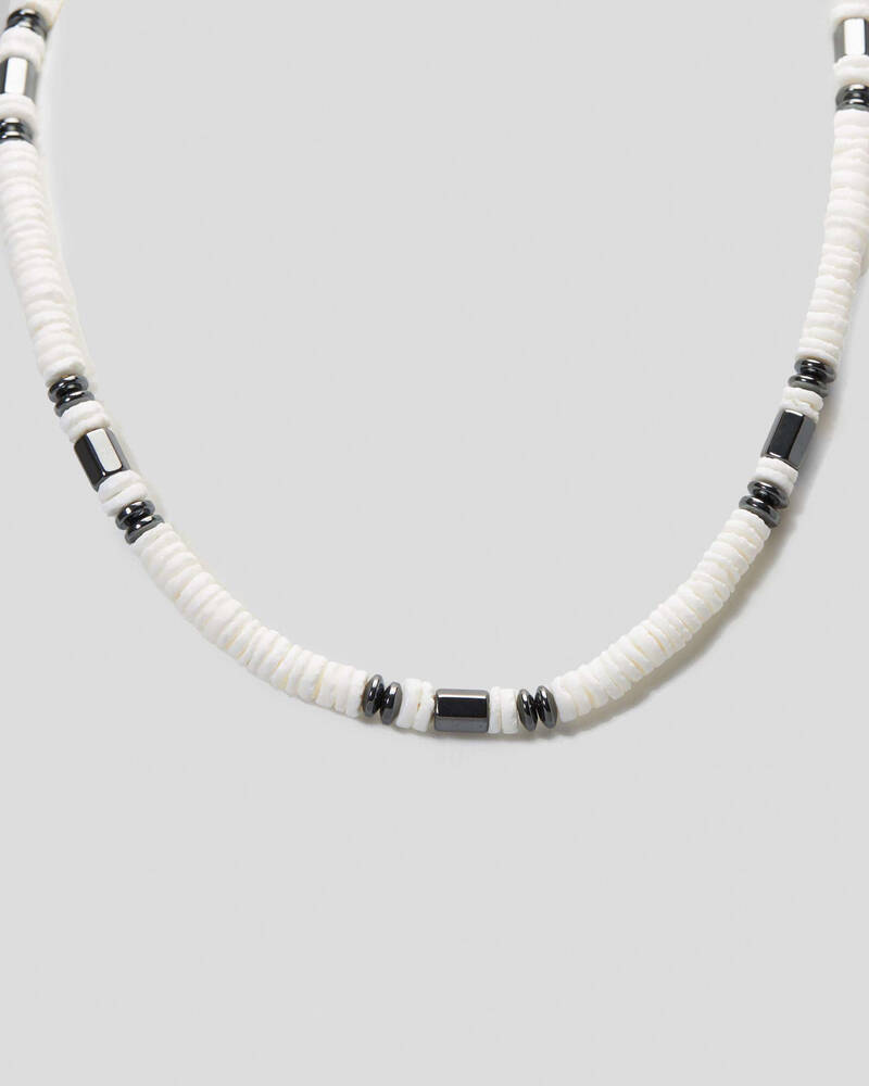 Shop REPUBLIK Shell Beaded Necklace In White/silver Fast Shipping