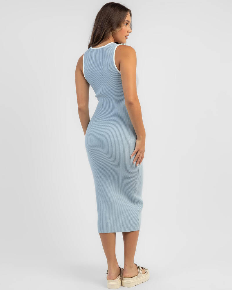 Rhythm V Neck Knit Midi Dress for Womens