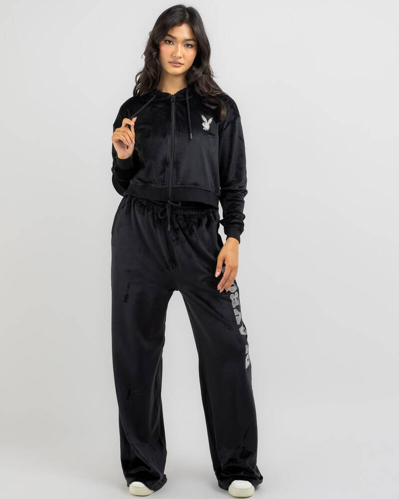 Playboy Bunny O Velour Zip Through Hoodie for Womens