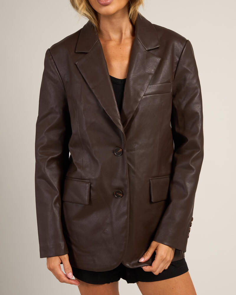 Ava And Ever Lenny Oversized Faux Leather Blazer for Womens
