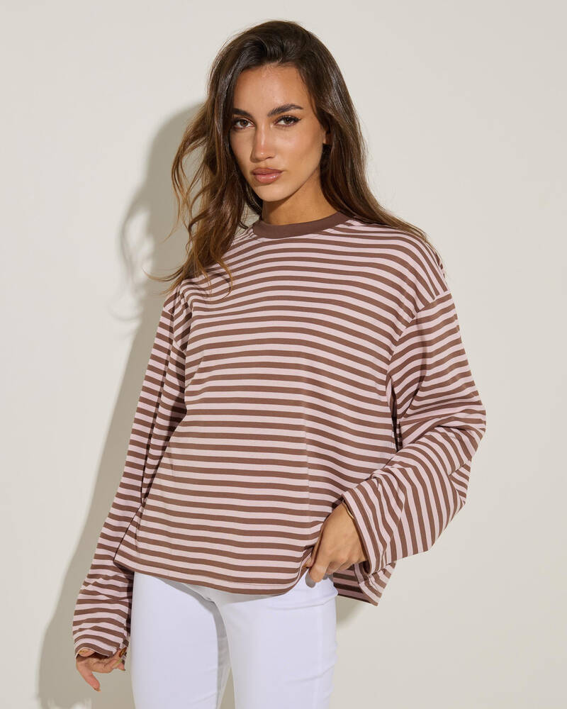 Mooloola Janet Stripe Long Sleeve Top for Womens