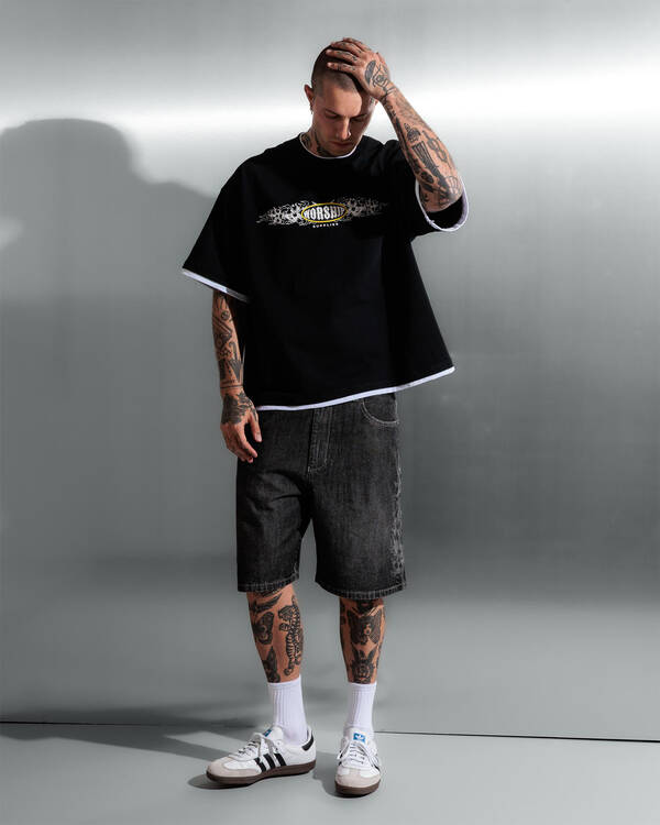 Worship Supplies Tropic Reign Box Crop Layer T-Shirt for Mens