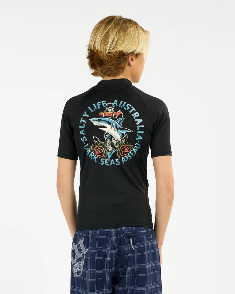 Salty Life Boys' Dark Seas Short Sleeve Rash Vest for Mens