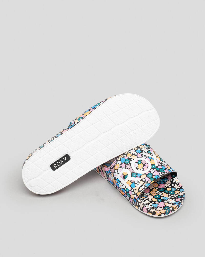 Roxy Girls' Slippy Printed Slide Sandals for Womens