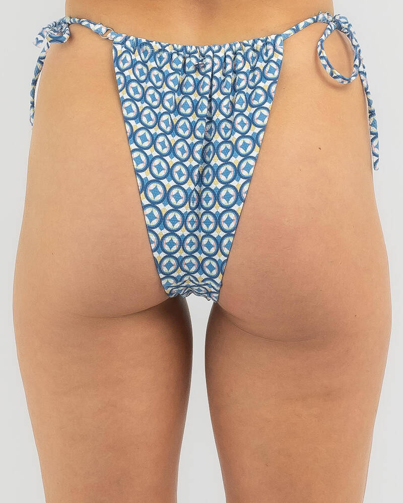 Rhythm Atoll Gathered Tie Side High Cut Bikini Bottom for Womens