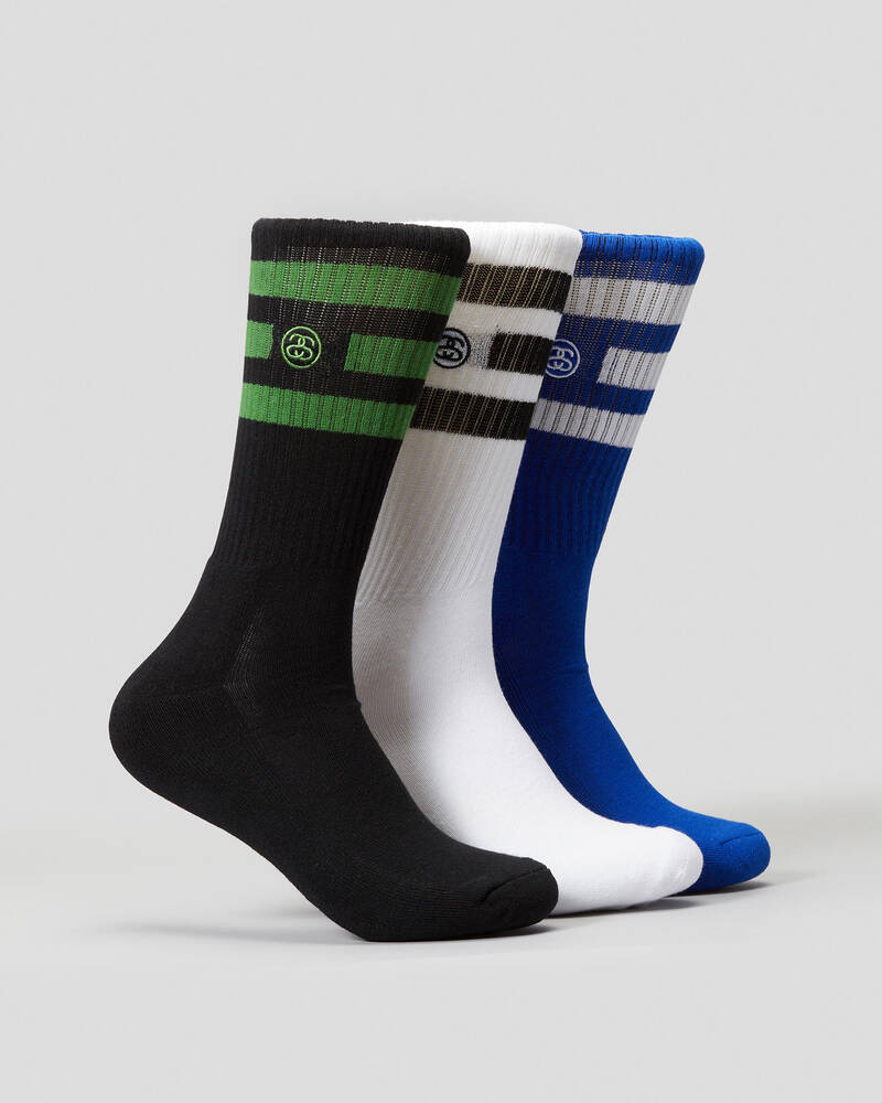 Stussy SS Link Stripe Socks 3 Pack for Mens
