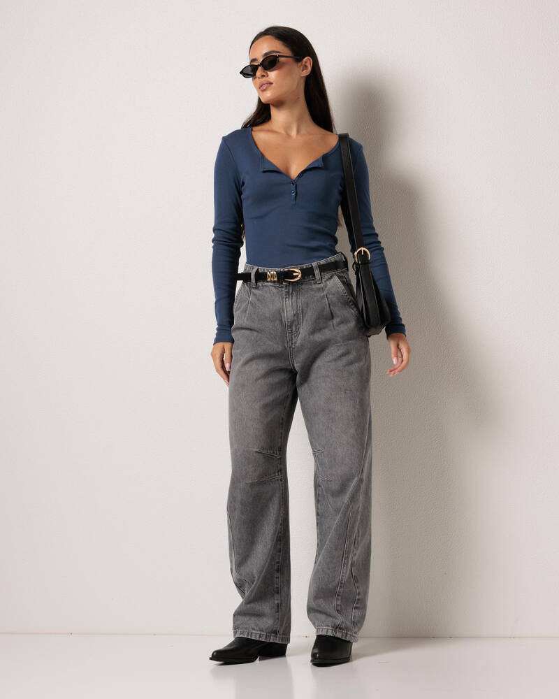 Mooloola Shirley Long Sleeve Henley Top for Womens