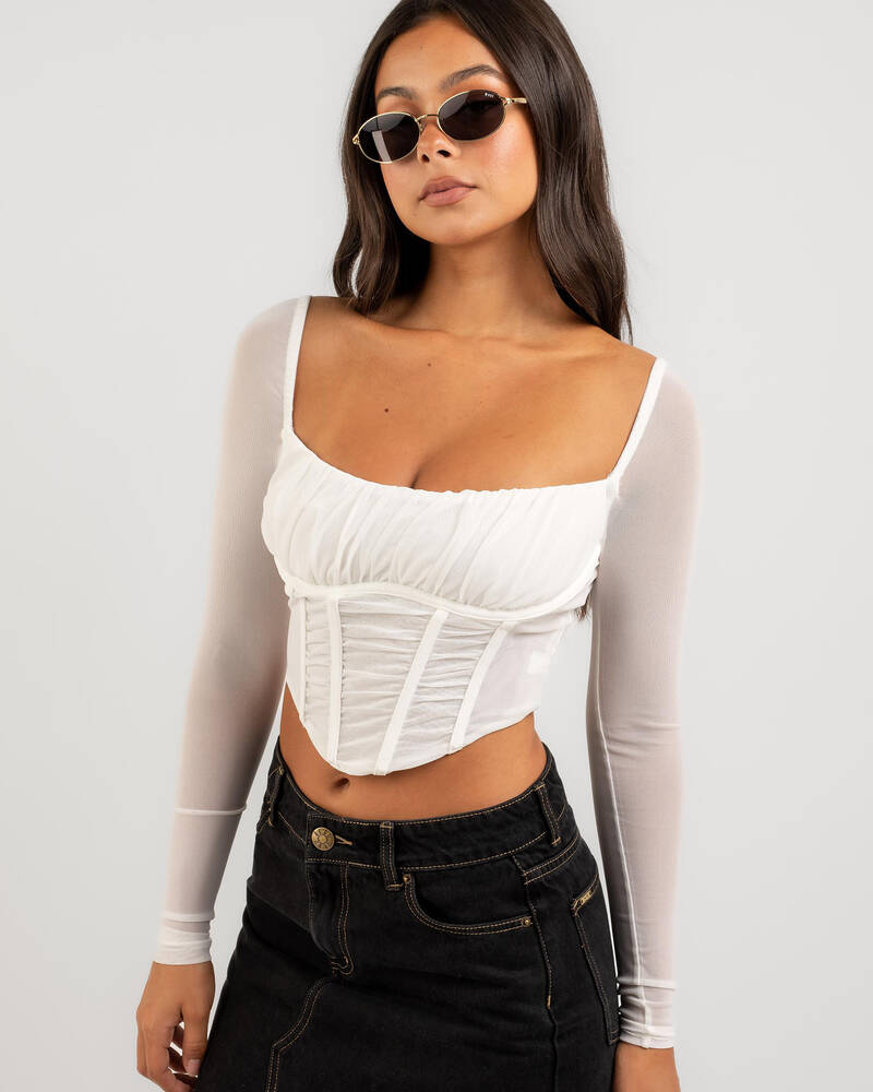 Ava And Ever Be Sweet Long Sleeve Corset Top for Womens