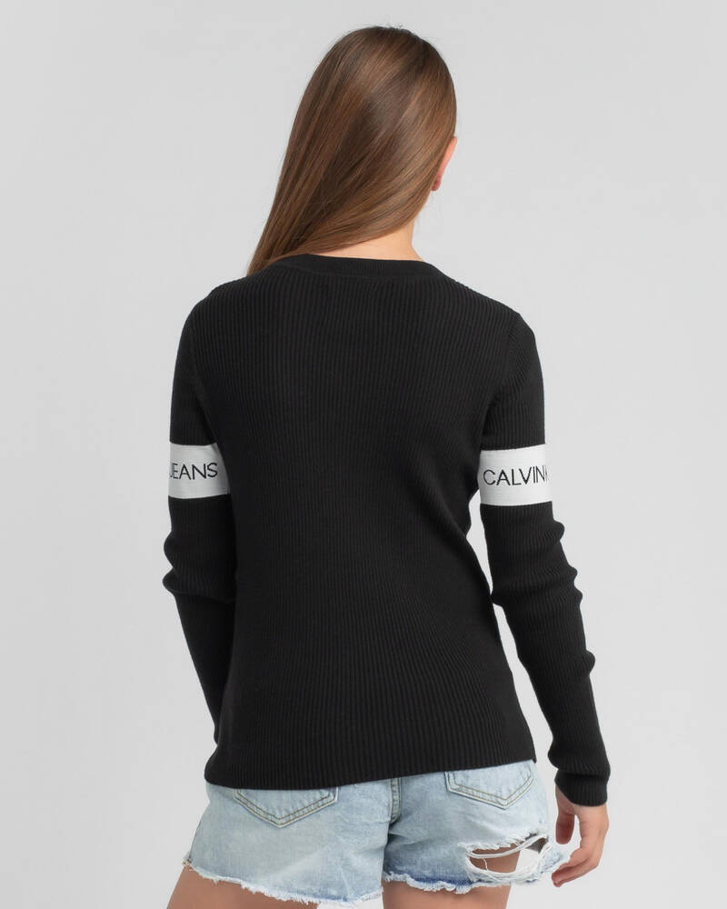 Calvin Klein Girls' Intarsia Logo Rib Sweater for Womens