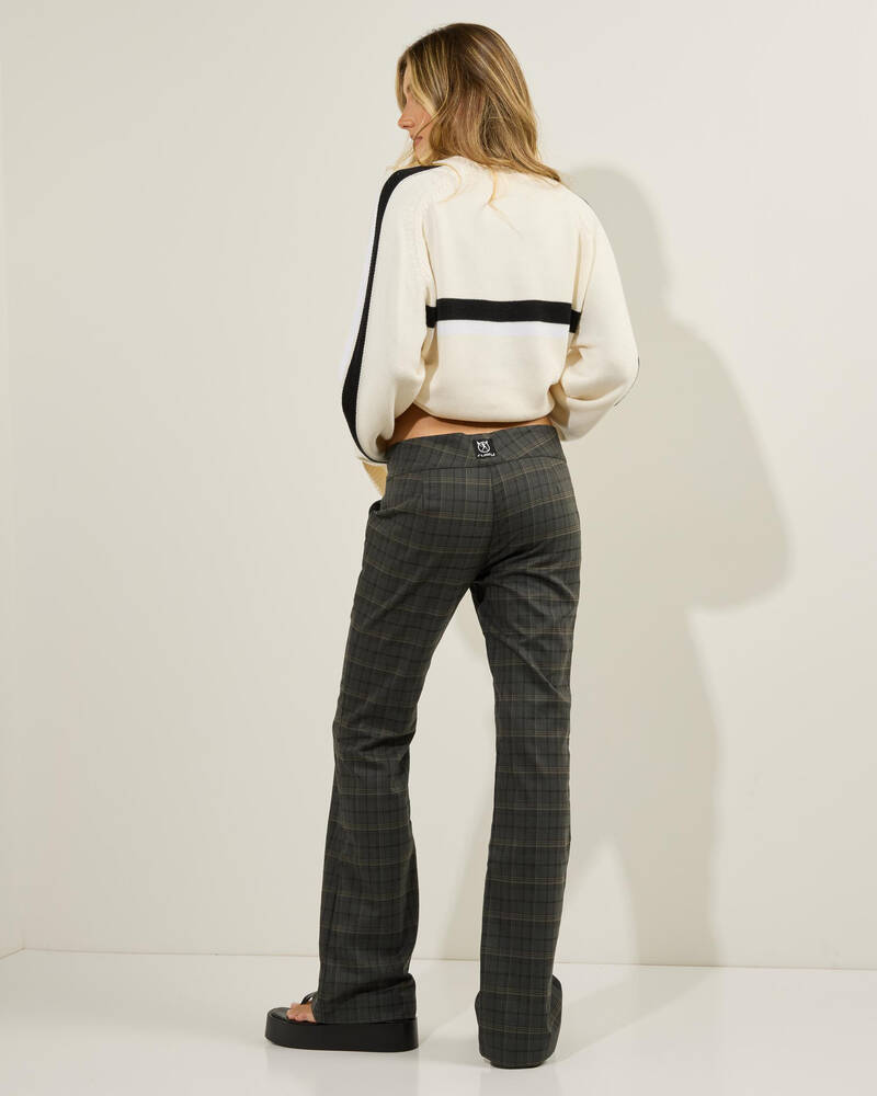 Rusty Plaid Mummy Low Rise Pants for Womens