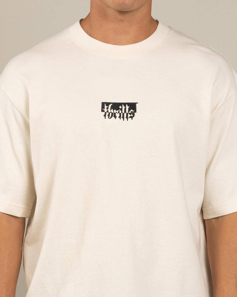 Thrills Embro Box Fit Oversize Cropped T-Shirt for Mens