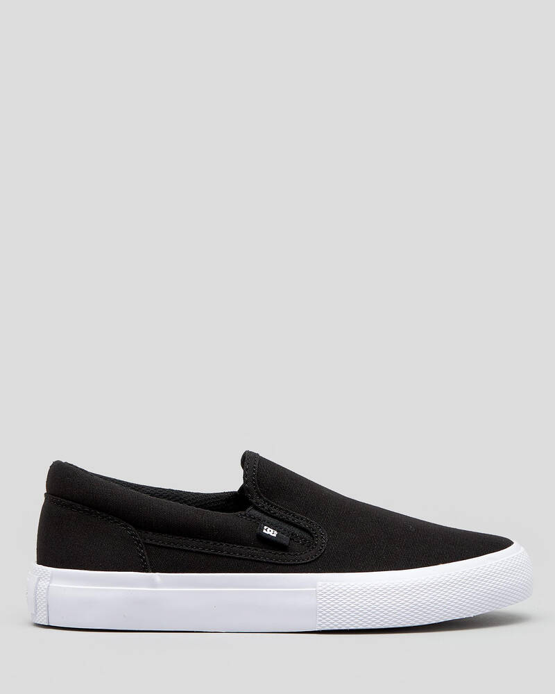 Shop DC Shoes Junior Boys' Manual Slip-On Shoes In Black/white - Fast ...