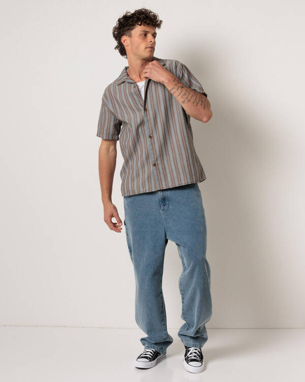 Rhythm Vacation Stripe Short Sleeve Shirt for Mens