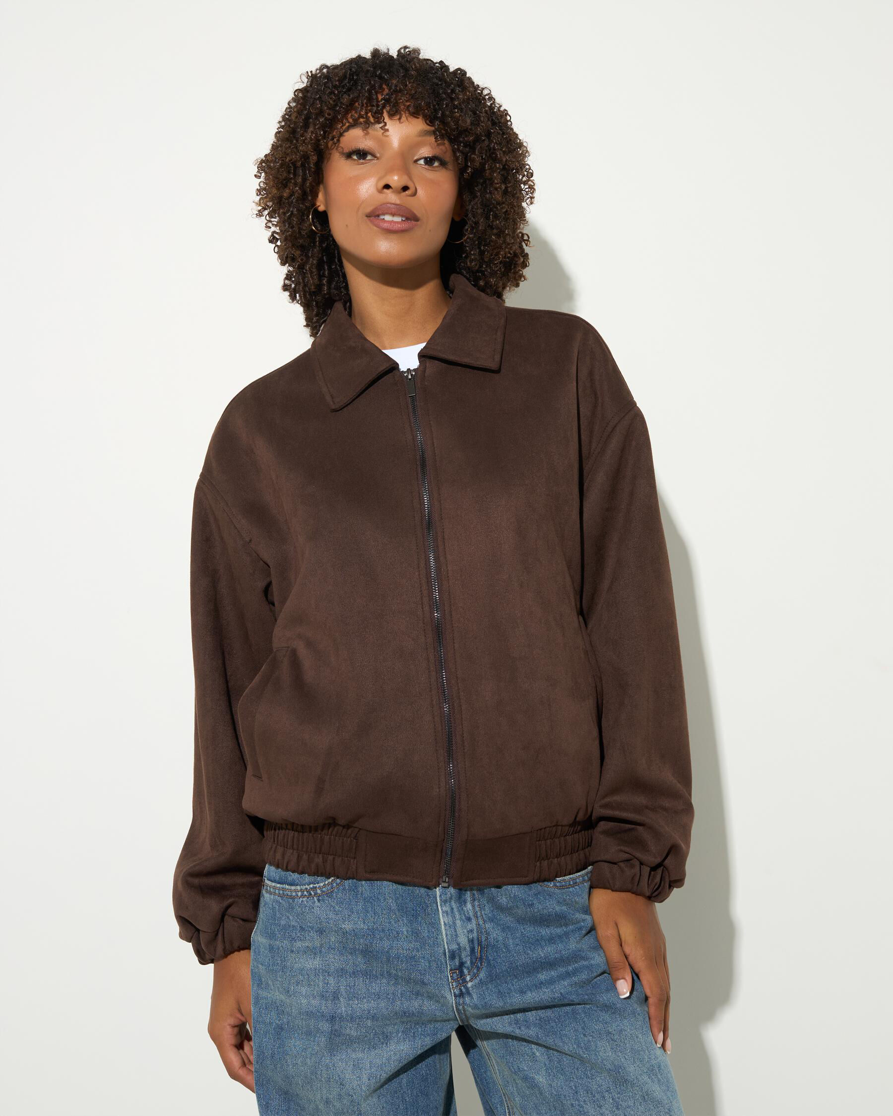 Ava And Ever Quentin Faux Suede Jacket In Espresso - FREE