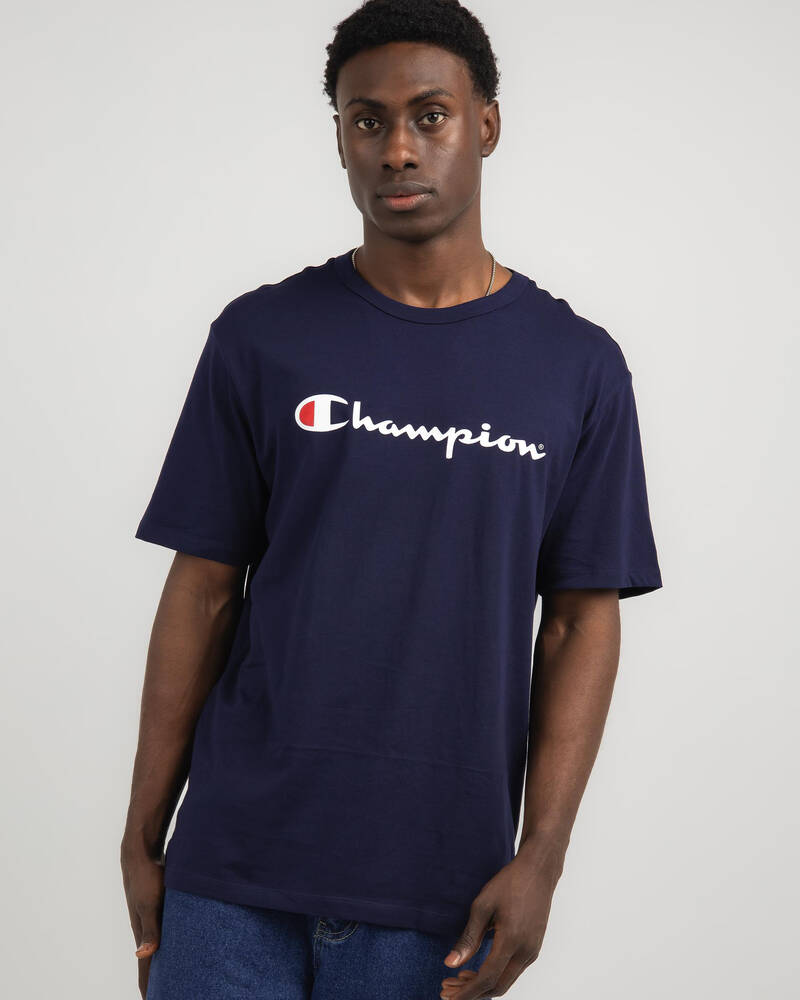 Shop Champion Logo T-Shirt In Navy - Fast Shipping & Easy Returns ...