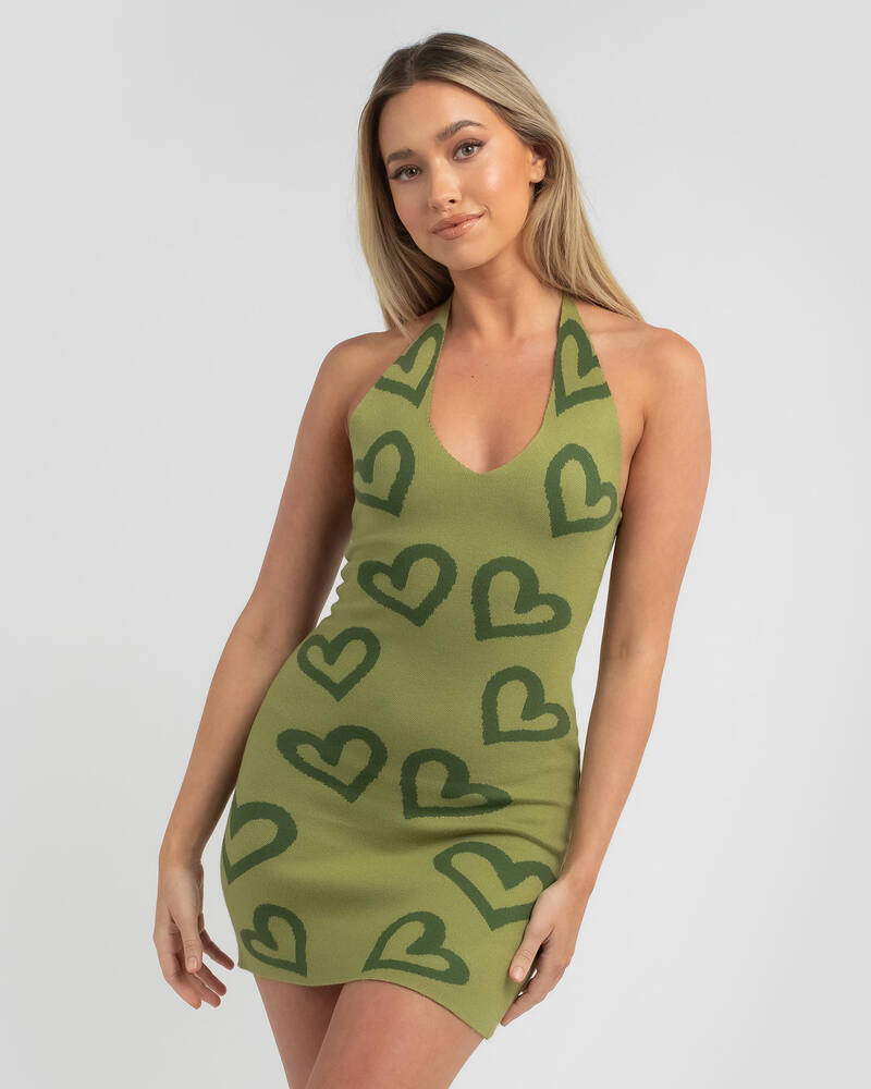 Red Berry Sweetheart Knit Dress for Womens