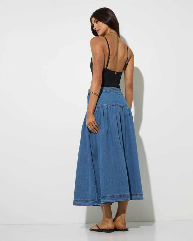 Mooloola Roxanne Maxi Denim Skirt for Womens