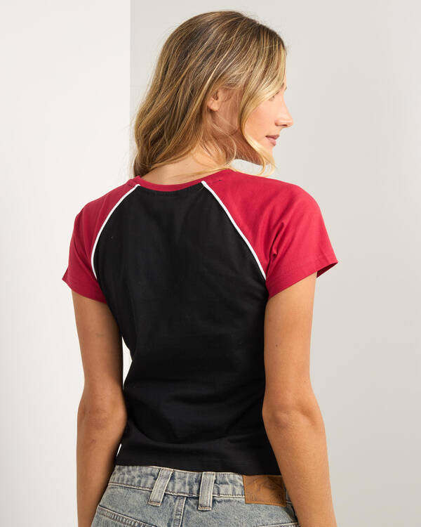 Rusty Archived Raglan Baby Tee for Womens