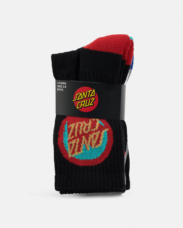 Santa Cruz Boys' Bold Shadow Dot Crew Socks 4 Pack for Mens