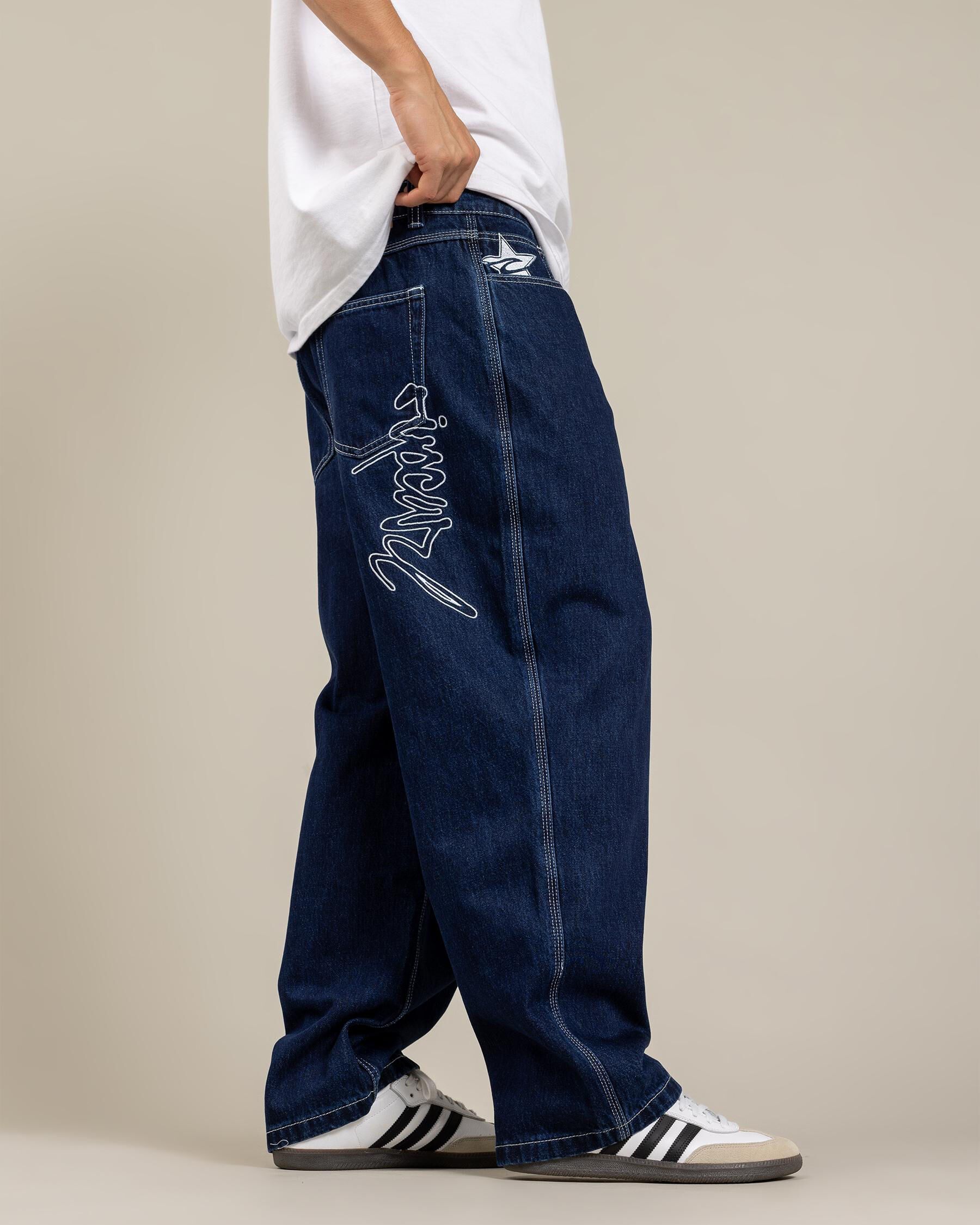 Shop Rip Curl Medina Rip Script Denim Jeans In True Indigo - Fast