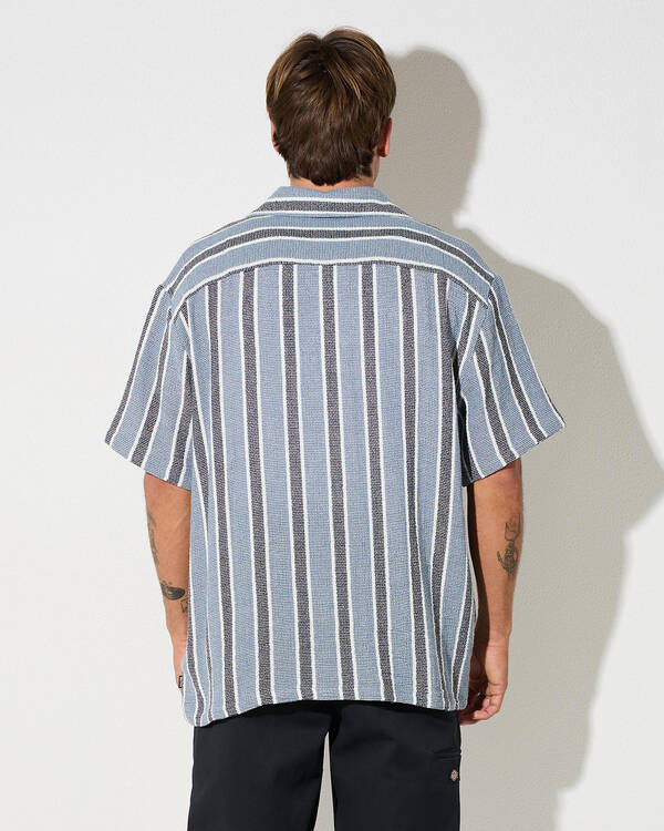 Brixton The Dexter Textured Stripe Short Sleeve Shirt for Mens