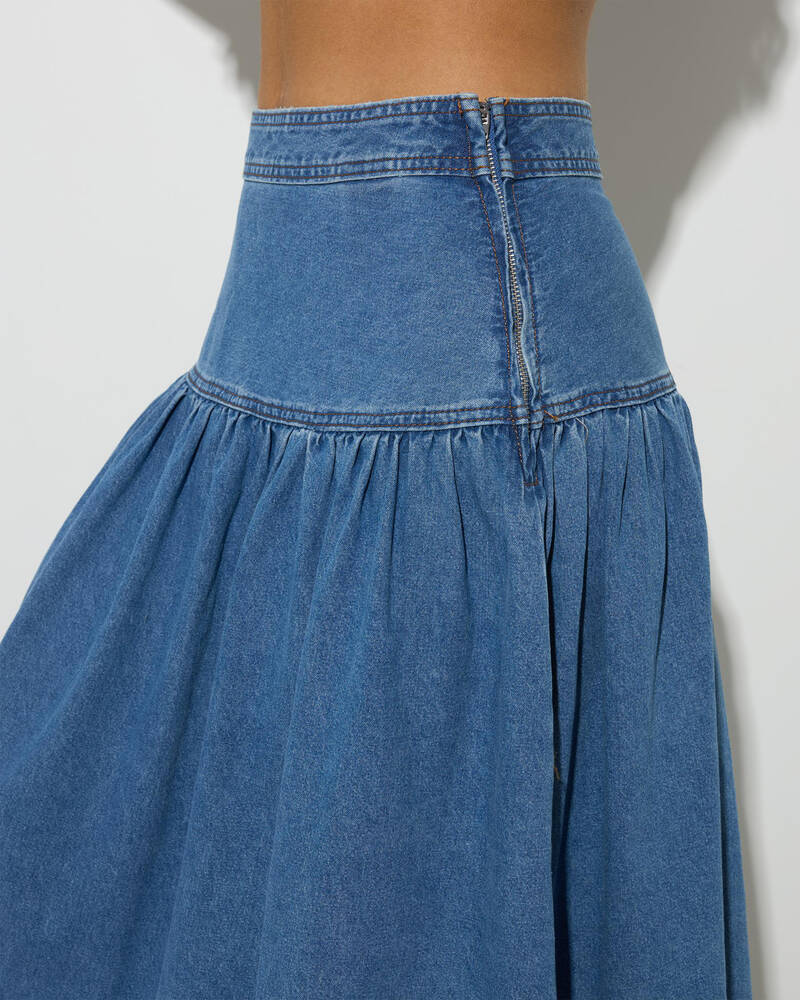 Mooloola Roxanne Maxi Denim Skirt for Womens