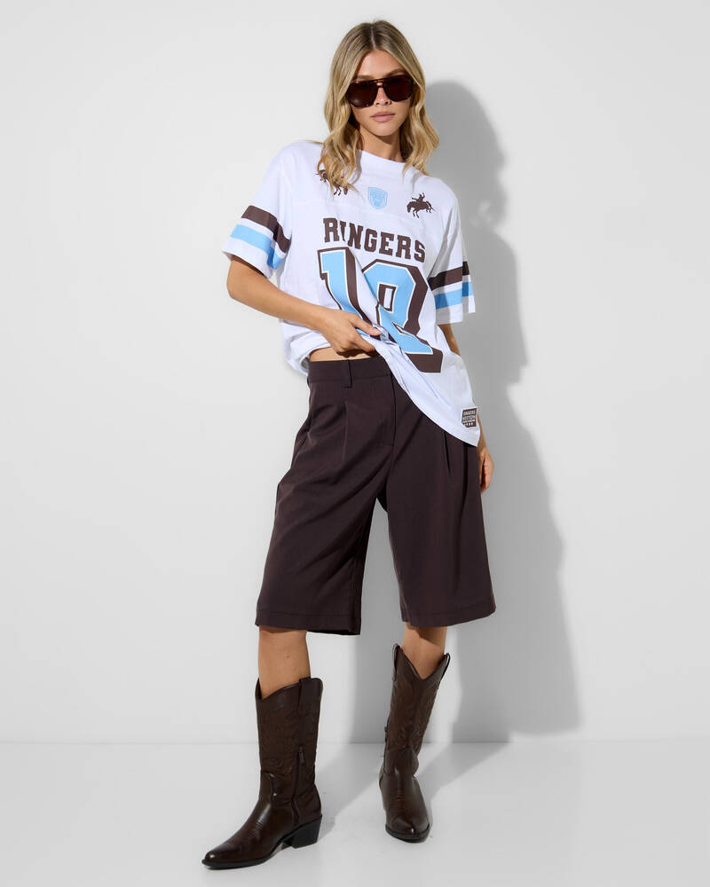 Ringers Western Rodeo Cowboy Athletic Oversized T-Shirt for Womens