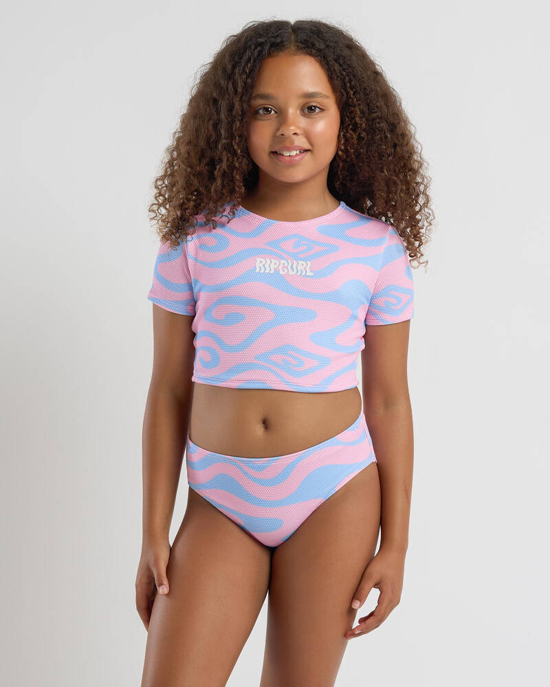 Rip Curl Girls' Sun Sol UPF Short Sleeve Rash Vest Set for Womens